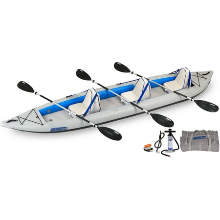 Sea Eagle 465FT Fasttrack Inflatable 15'3" 1-3 Person Touring Kayak with Rigid External keel - Smoother Paddling Experience Light Weight- 3 Person Deluxe Package