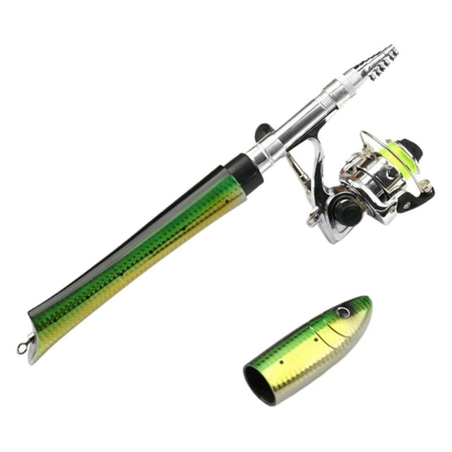 Jierger Clearance 1.6m/63in Fish Shape Fishing Rod Reel Combo Set Mini Pocket Fishing Pole Kit Telescopic Fishing Rod and Reel Combo Kit Fishing Rod Reel Combo Kit for altwater Freshwater