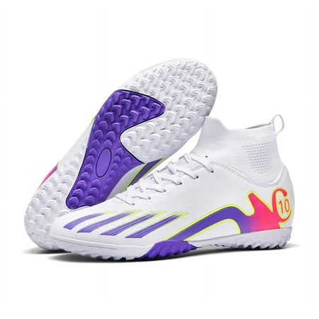 Maylrvjv Men s High-Top Soccer Shoes Big Kids Football Boots Breathable Lightweight Outdoor Indoor Professional Training Sneakers