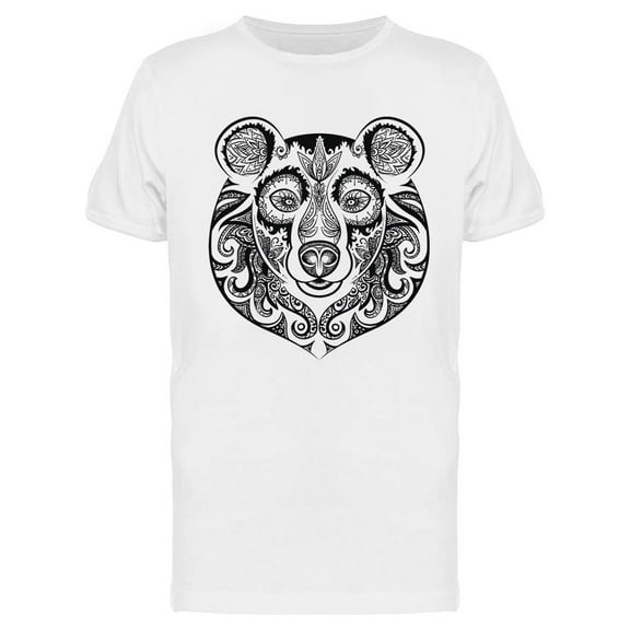 Black And White Bear Ornament T-Shirt Men -Image by Shutterstock, Male Small
