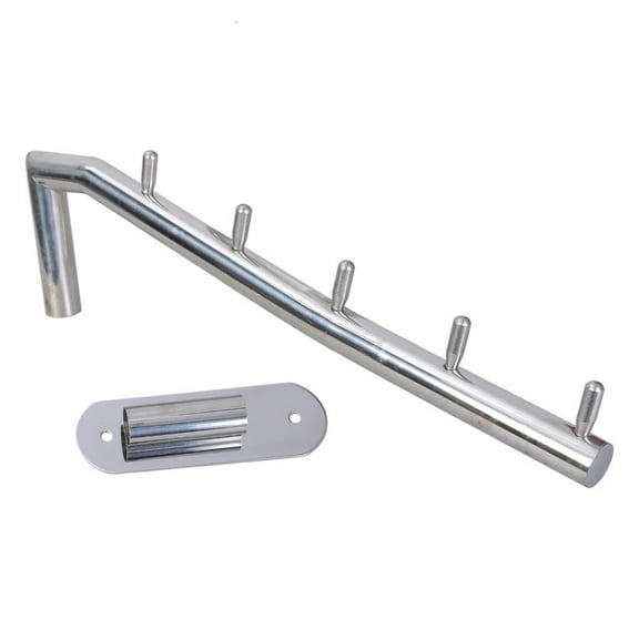 Yammee Heavy Duty Steel Folding Wall Mounted Coat Hanger Rack with 5 Hooks Swinging Arm Holder 235mm for Efficient Storage