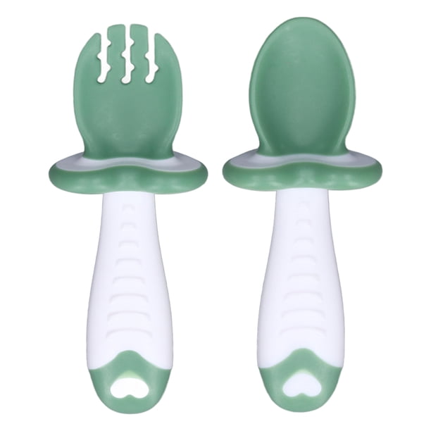 Juego de vajilla, tenedores y cucharas, juego de cuchara y tenedor para bebé, cuchara y tenedor para bebé, utensilios de autoalimentación para niños pequeños, rendimiento inigualable