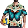thumbnail image 4 of Flower Butterfly Men's Short Sleeve Beach Shirts, Casual Poplin Button Down Shirt, Summer Casual Printed Unisex Shirts, 4 of 6