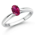 thumbnail image 2 of Gem Stone King 0.50 Ct Oval Red Created Ruby 10K White Gold Solitaire Engagement Ring, 2 of 4