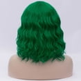 thumbnail image 5 of Unique Bargains Human Hair Wigs for Women Lady 14" Green Curly Wig Cap Fluffy Curly Wavy, 5 of 6