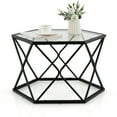 thumbnail image 1 of Costway Coffee Table Geometric Glass Modern W/Tempered Glass Top & Metal Legs Living Room, 1 of 10