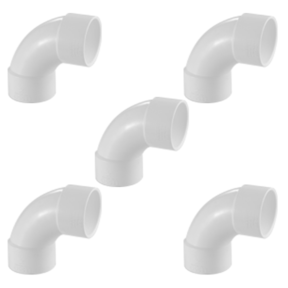 Lesso America 406-015S (5 Pack), Plumbing, PVC Pipe Fitting, 90°Sweep Elbow, SCH40, 1-1/2"