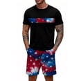 thumbnail image 2 of GrmtClth Mens Usa Flag 2 Piece Outfits Independence Day 1776-2026 T-Shirt and Shorts Set Lightweight Short Sleeve Outfit Fashion Elastic Drawstring Clothes Blue L, 2 of 4