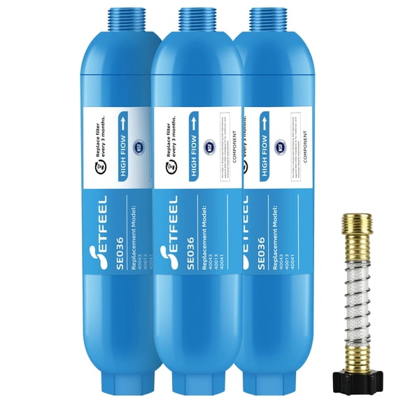RV Inline Water Filter with Flexible Hose Protector 3 Pack NSF Certified