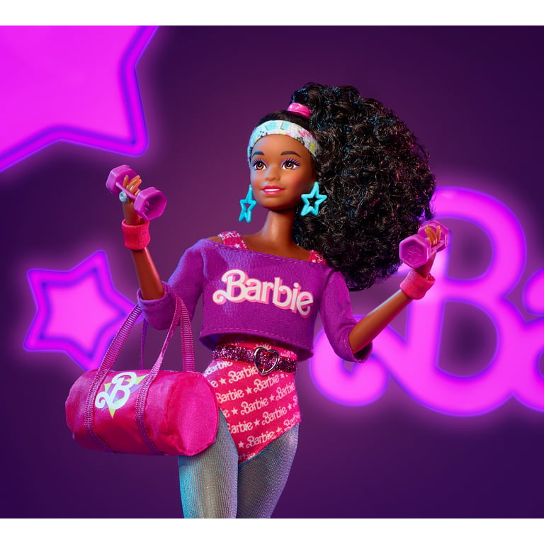Vintage Barbie Doll Clothes Workout Bodysuit Leg warmers Duffle Pink Blue  80's