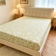 thumbnail image 2 of AuroraX King Fitted Bed Sheet , Sold Separately Deep Pockets Cooling Green Floral Double-layer Wrinkle Free Patterned Fitted Sheets King Size for Women, 2 of 6