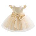 thumbnail image 2 of IBTOM CASTLE Toddler Baby Girls Flower Bowknot V Back Tutu Dress Baby Princess Wedding Bridesmaid Birthday Party Pageant Baptism Formal Dresses 18-24 Months Champagne, 2 of 8