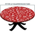thumbnail image 4 of Round Elastic Edge Fitted Table Cover, Snowflakes and Bells Washable Wipeable Table Cloths, for Outdoor Picnic Patio Party or Indoor Canteen Dinner Dining Tables Decor, Fit for 44" Table, 4 of 4
