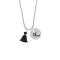thumbnail image 2 of Delight Jewelry Black Dress Silvertone Script Initial Disc - K - Charm Necklace, 20"+3", 2 of 4