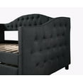 thumbnail image 4 of Twin Size Daybed, Upholstered Twin Size Daybed with Trundle, Solid Wooden Sofa Bed Frame with Button Tufted for Bedroom Living Room Guest Room, Gray, 4 of 7