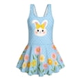 thumbnail image 4 of COEQINE Girls One Piece Tankini Swimsuit with Skirt and Inner Brief, Soft Scoop Neck Swimwear for Summer Camp, Comfortable Bathing Suit for 5-6 Years, Easter Bunny Blue Polka Dot, 4 of 8