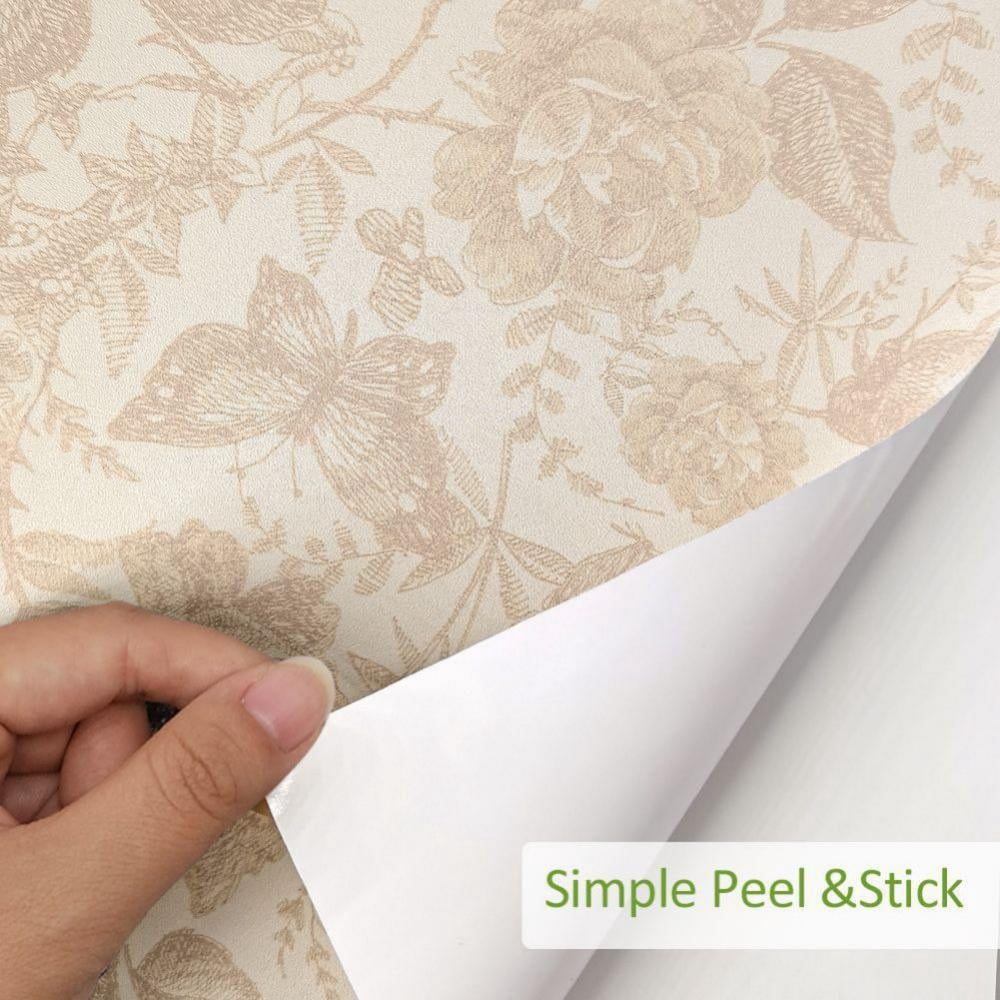 15.7" X 98.4" Floral Wallpaper Peel And Stick Wallpaper Vintage Flower Self-Adhesive Removable Decorative For Bedroom Wall Decor