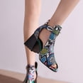 thumbnail image 6 of SACFOF Womens Peep Toe Ankle Booties Chunky Heels Cutout Back Zipper Sandals Suede Side Ankle Strap Dress Sandals, 6 of 6