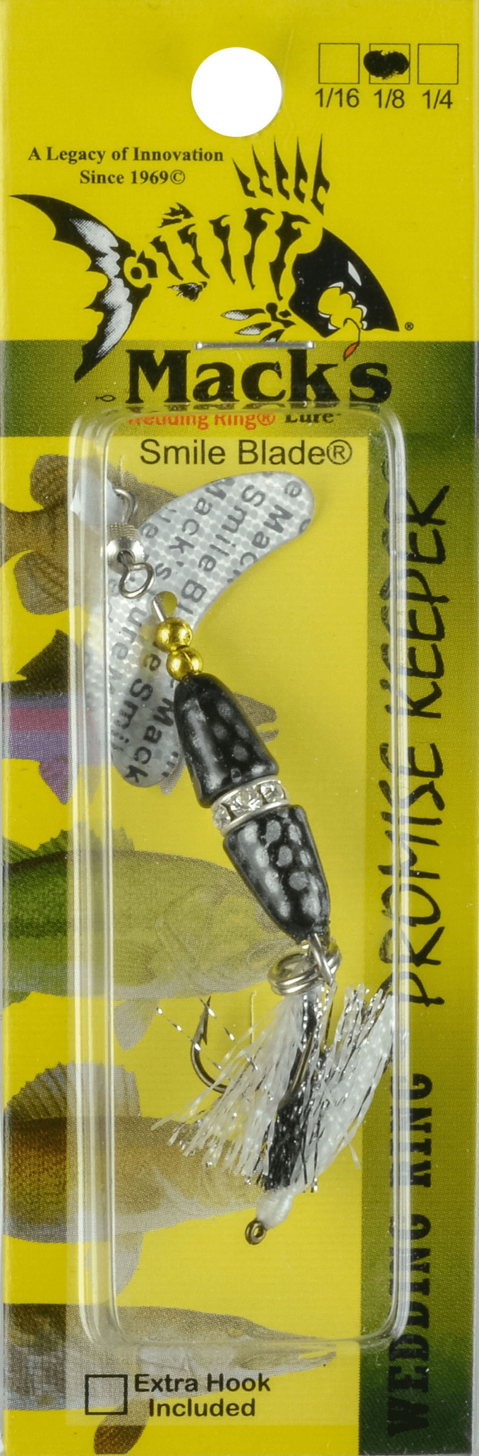 Mack's Lure Wedding Ring Promise Keeper Weighted Spinner Prl/Blk Slv Sprkl 8
