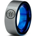 thumbnail image 1 of Tungsten Horoscope Aquarius Band Ring 8mm Men Women Comfort Fit Blue Flat Cut Brushed Gray Polished, 1 of 4
