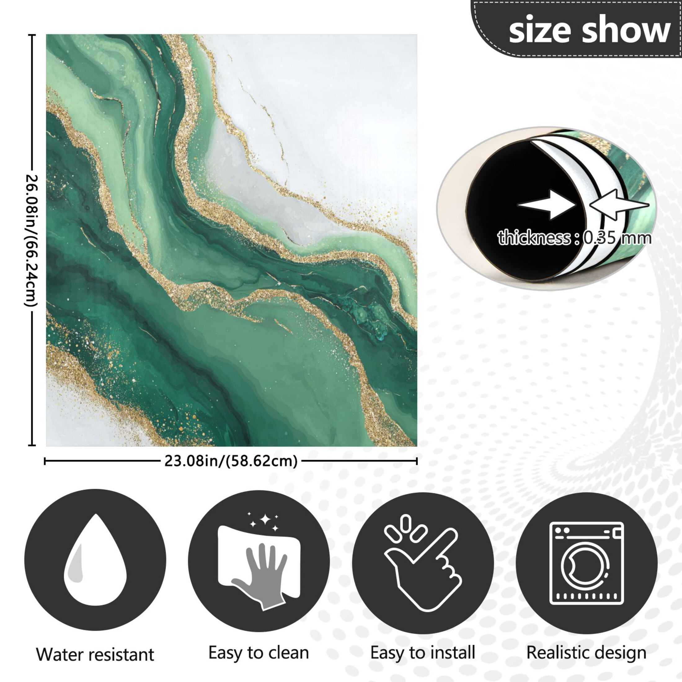 Dishwasher Magnetic Refrigerator Magnet Cover Sticker Home Decorative 23"x26" Alluring Gold-green Marble