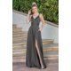 thumbnail image 1 of Vestidos de dama de honor con cuello en V y tirantes finos, vestidos de noche sin espalda sin mangas divididos, vestidos de baile hasta el suelo con bolsillos, 1 of 5
