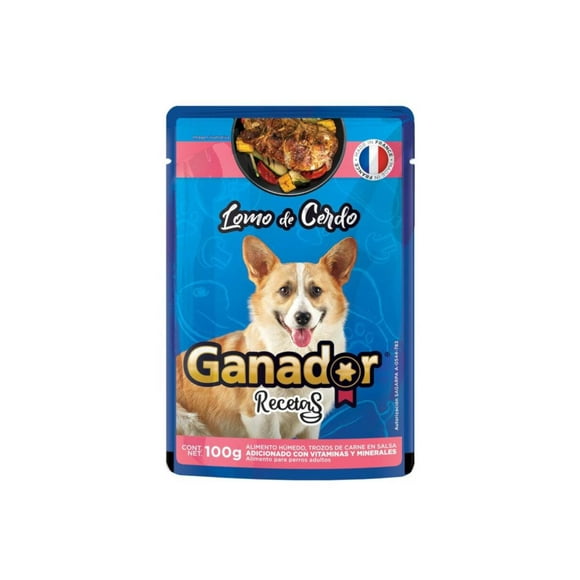 Pack de 22 Alimento Húmedo Ganador Lomo de Cerdo 100 gr