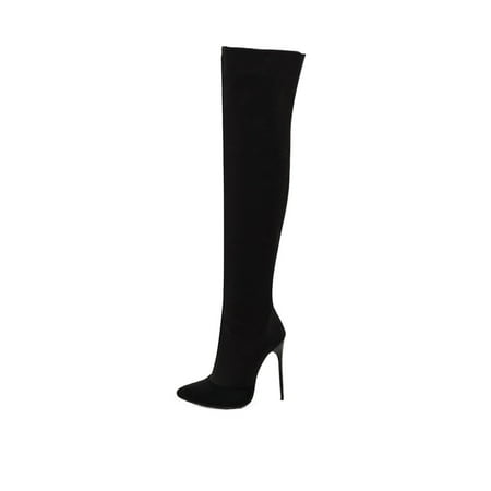 

UKAP Ladies Casual Winter Shoes Party High Heels Formal Pull On Black 7.5