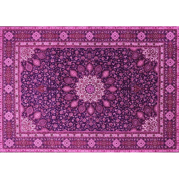 Ahgly Company Indoor Rectangle Medallion Pink Traditional Area Rugs, 8' x 12'