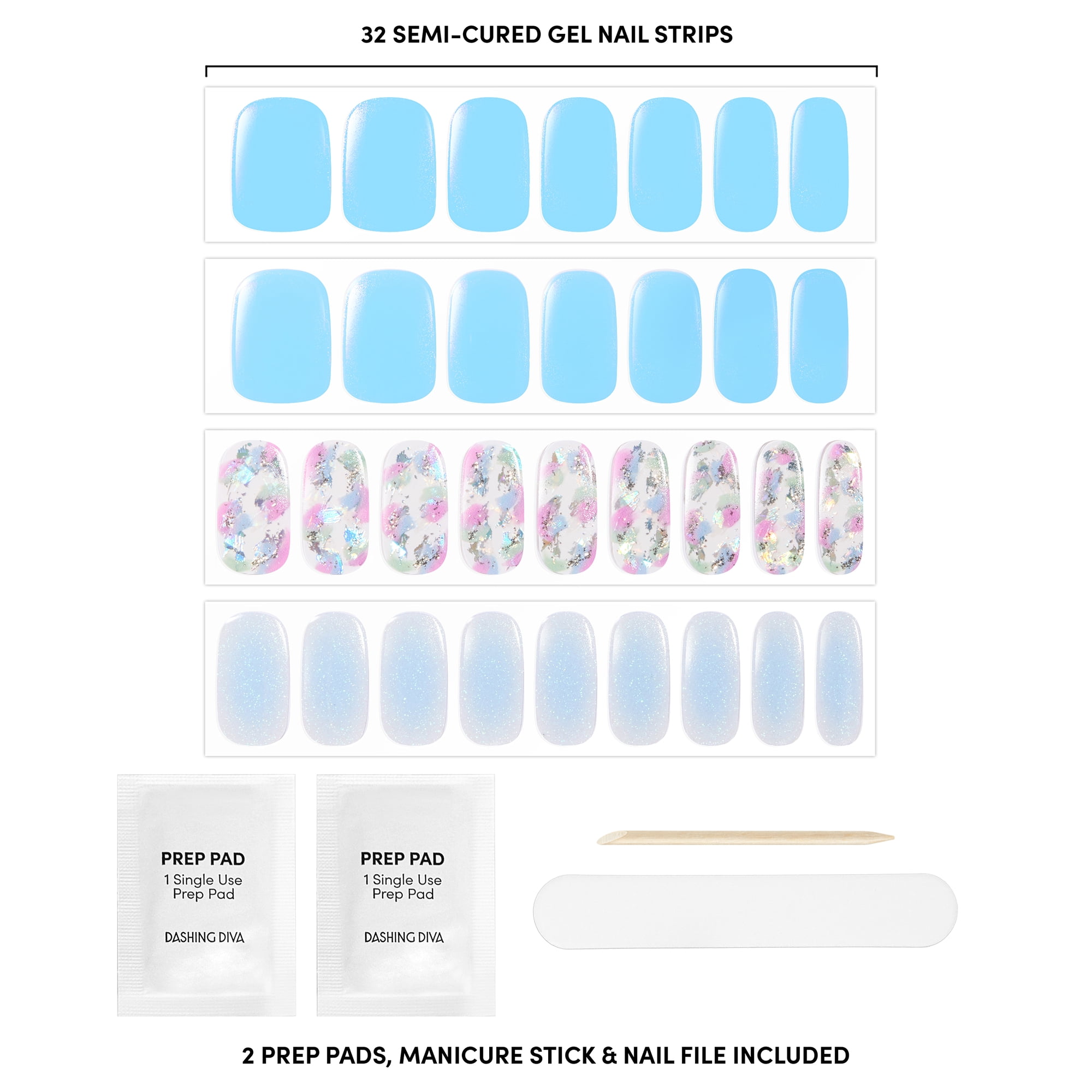 Dashing Diva Glaze Design, Semi-Cured Gel Nail Art Strips, Under the Sea, 32 Count