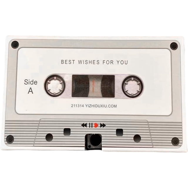 Voice Recording Cassette Tape Gift Card 60 Seconds Customizable Sound Message Recorder for Couples White