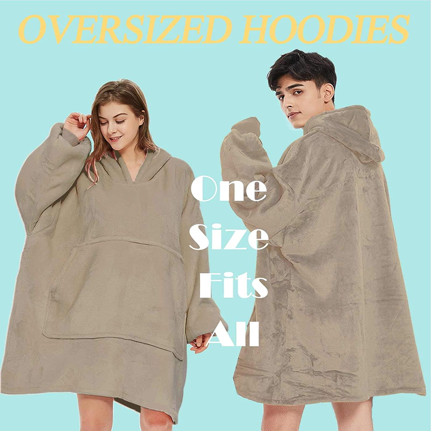 Blanket Hoodie Oversized Wearable Sweatshirt Blankets of Soft Sherpa Plush for Adults Women Men Cozy Warm Giant Hooded Snuggle Sweater with Front Pocket Khaki S Walmart