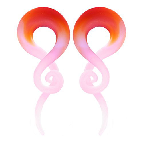 BodyJ4You 4PC Glass Ear Tapers Plugs 4G-14mm Rainbow Swirl Teardrop Spiral Gauges Piercing Set