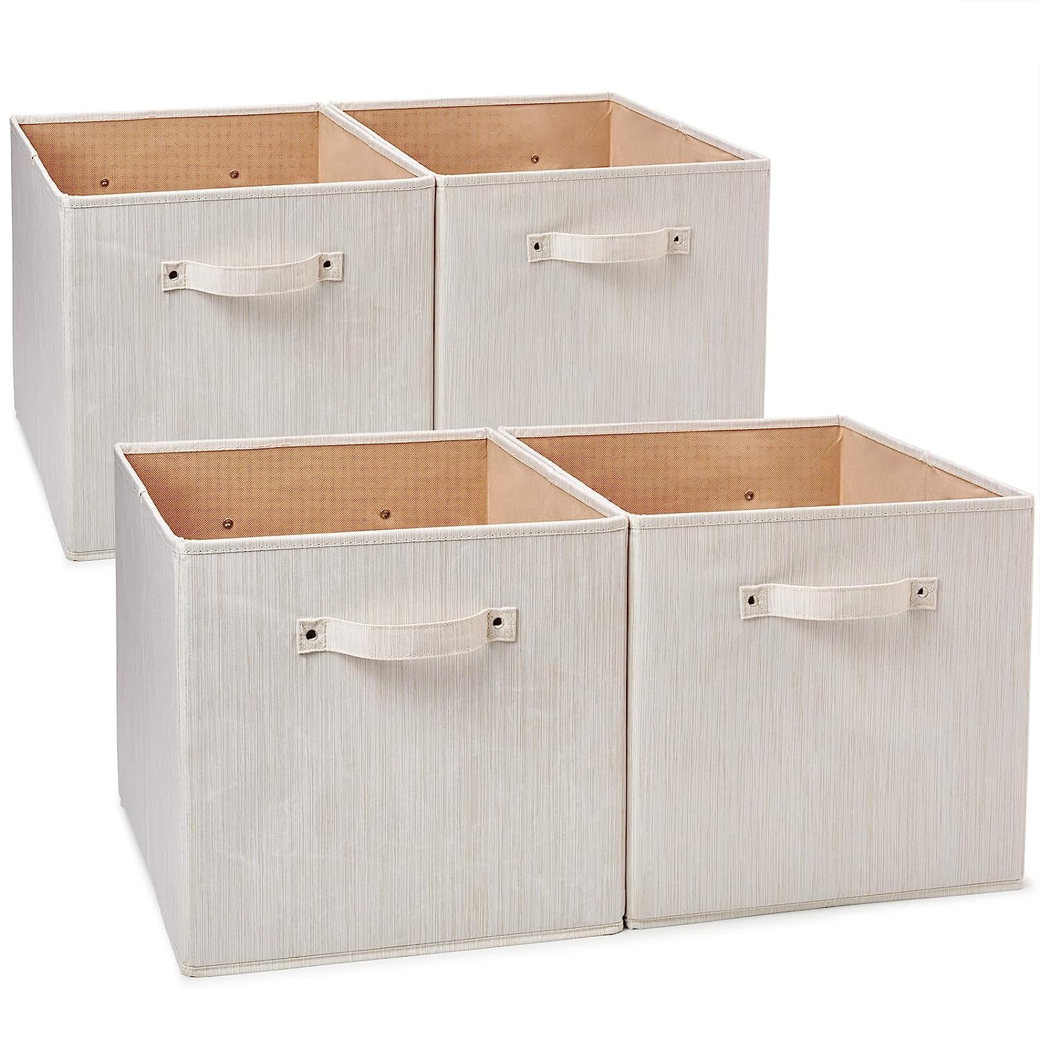 EZOWare Set of 4 Large Storage Bin Cubes, Collapsible Bamboo Fabric
