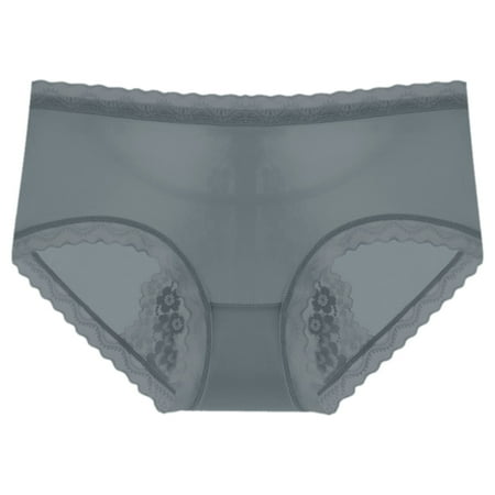 Midwennn Ladies Mesh Semi Transparent Sexy Lace Ice Silk Breathable Mid Rise Comfortable Panties Lower Abdomen Waist Trainer