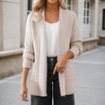 thumbnail image 2 of Miluxas Women's Lightweight Cardigan Sweaters Solid Color Long Sleeve Knit Soft Loose Top Coat Beige XL(XL), 2 of 5