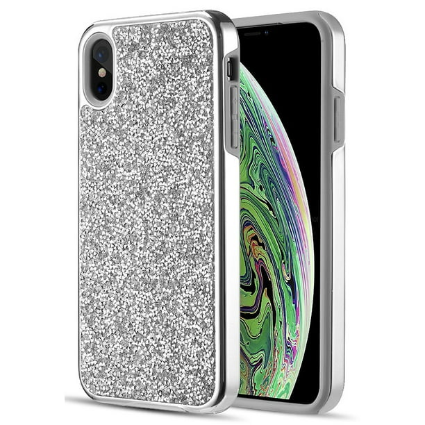 Rhinestone Case For Iphone Xs Max Silver Rock Diamond Hybrid Bling Cover With Shimmering Shining Crystals For Apple Iphone Xs Max Size 6 5 Model Iphone 10s Max Walmart Com Walmart Com