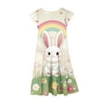 thumbnail image 3 of Girl Dress Easter Bunny Rabbit Graphic Beach Dress Cute Fly Sleeve Crewneck Casual A Line Dresses Size 4-15, 3 of 5