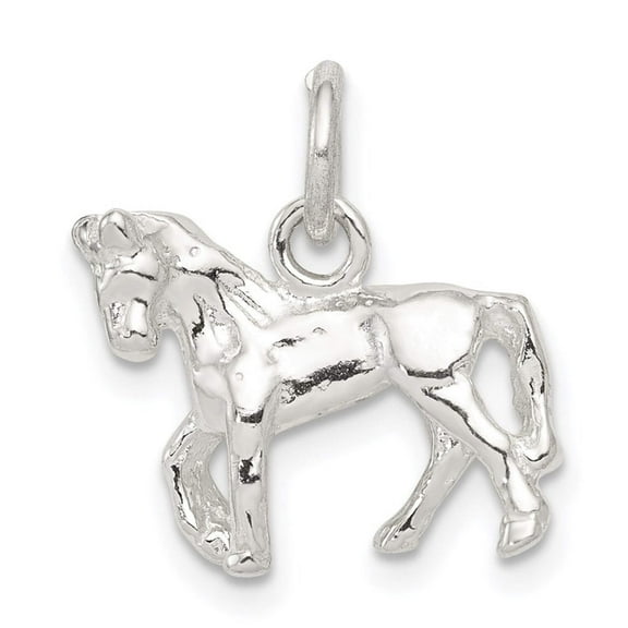 925 Sterling Silver Solid Polished Horse Charm 19x16mm Wide Pendant Necklace for Women - 1.9 Grams