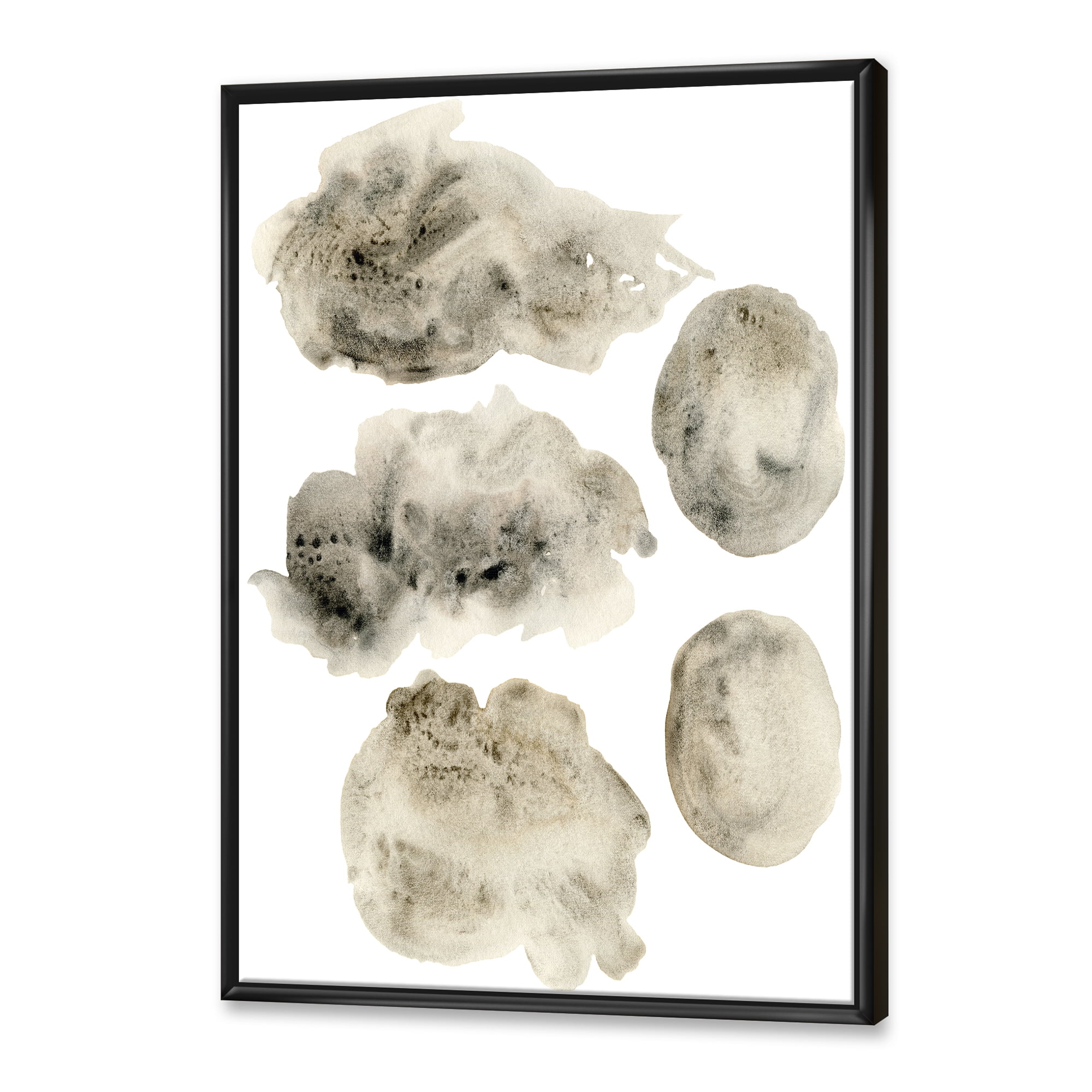 Designart 'Golden Beige and Grey Clouds II' Modern Framed Canvas Wall Art Print