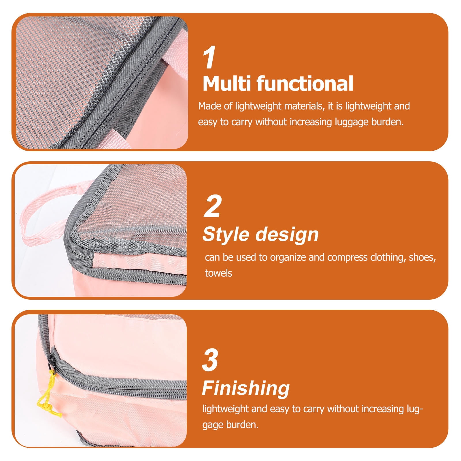 FOMIYES 3-Piece Travel Packing Cubes Set, Lightweight Oxford Cloth Storage Organizers for Suitcase and Luggage