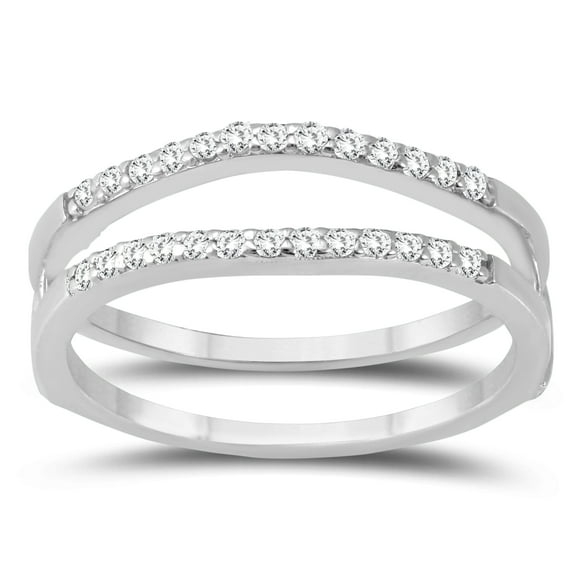 SZUL Women's 1/4 Carat TW Diamond Insert Ring in 10K White Gold (J-K-L Color, I2-I3 Clarity)