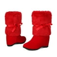 thumbnail image 7 of Roncen Women's Fashion Casual Ankle Boots - Round Toe Platform Heel with Festive Red Christmas Bow Design, Warm Faux Fur Lined Slip-Resistant Winter Boots for Trendy Outfits, 7 of 7