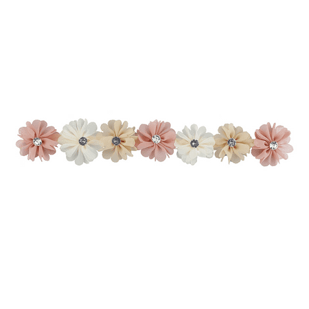 Lux Accessories Ivory Peach and Pink Chiffon Flower Crown Headwrap Headband