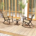 thumbnail image 4 of Costway 3 PCS Patio Rocker Set with High Backrest & Wood-Plastic Tabletop Coffee Table, 4 of 10