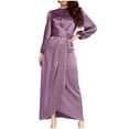 thumbnail image 2 of BONIXOOM Summer Dresses For Women 2024 Beach Party Crew Neck Raglan Long Sleeve Pullover Dress Solid Purple Dresses, 2 of 6