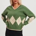 thumbnail image 2 of Erwazi Sweaters Women's Color Block Fall Winter V Neck Long Sleeve Warm Soft Knitted Pullover, 2 of 8