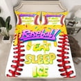 thumbnail image 3 of Feelyou Cartoon Birthday Party Twin Sheet Sets, Baseball Ice Hockey Twin Fitted Sheet, Ball Sports Theme Flat Sheet, Breathable Home Decor, 3-Piece, 3 of 8