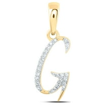 10kt Yellow Gold Womens Round Diamond G Initial Letter Pendant 1/12 Cttw