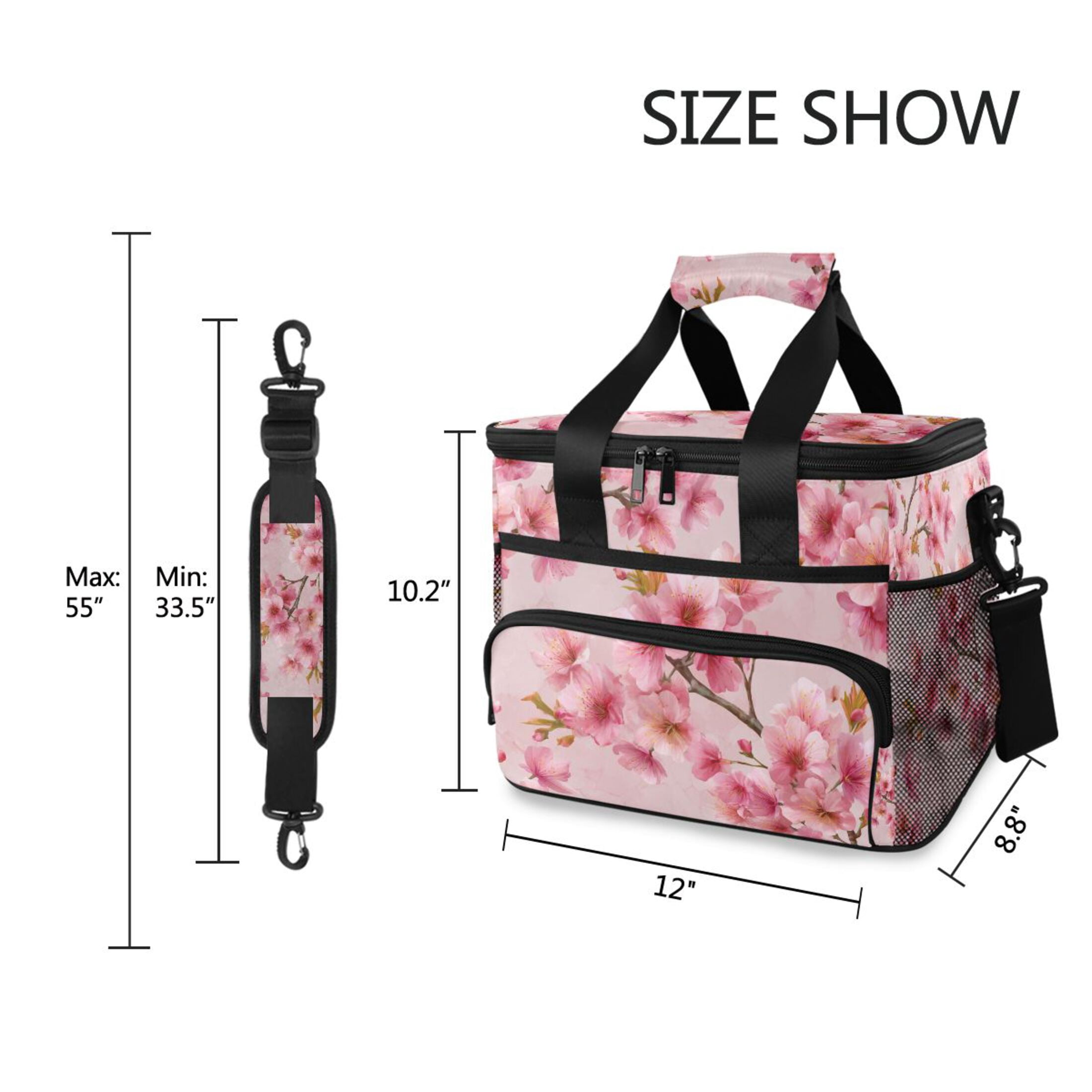 Cute Cherry Blossom Spring Portable Cooler Lunch Box Reusable Insulated Lunch Bag Leakproof 15L